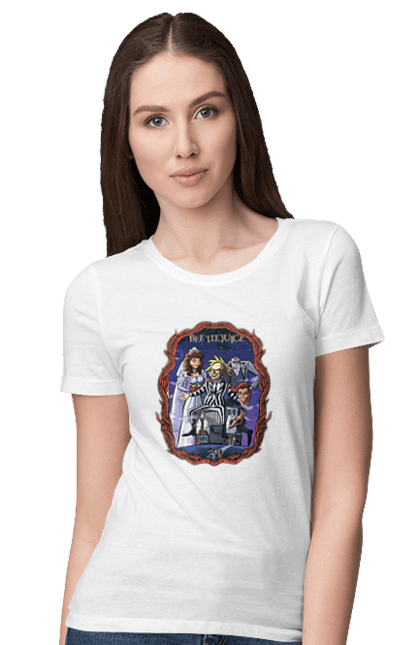 Women's t-shirt with prints Beetlejuice. Beetlejuice, comedy, ghost, horror, movie, tim burton, warner bros. 2070702