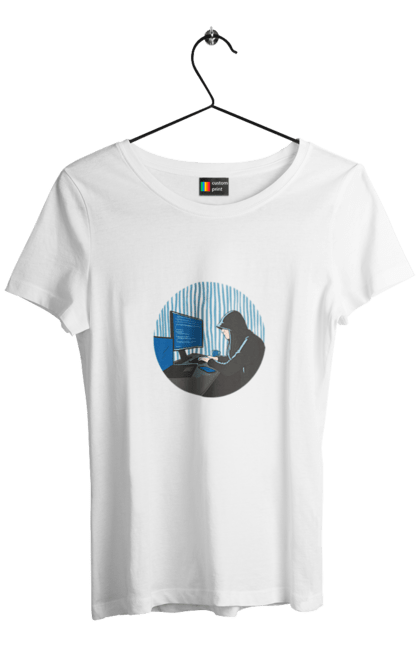 Футболка жіноча з принтом "Хакер". Бінарний, гік, програміст, хакер. 2070702