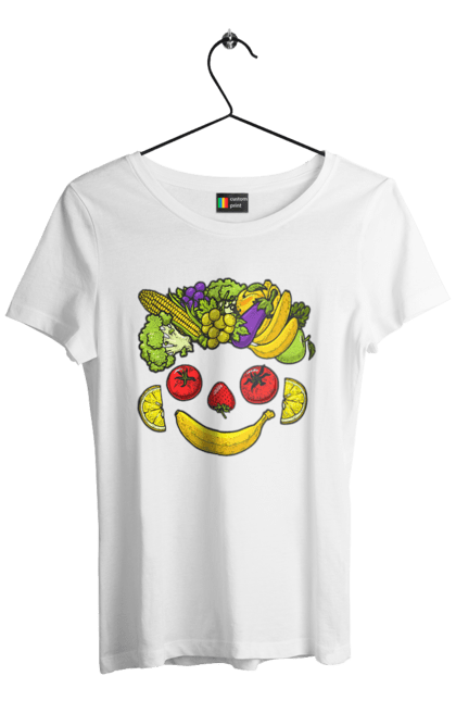 Women`s t-shirt with prints Hls Smile. Healthy, smile, vegetable. 2070702