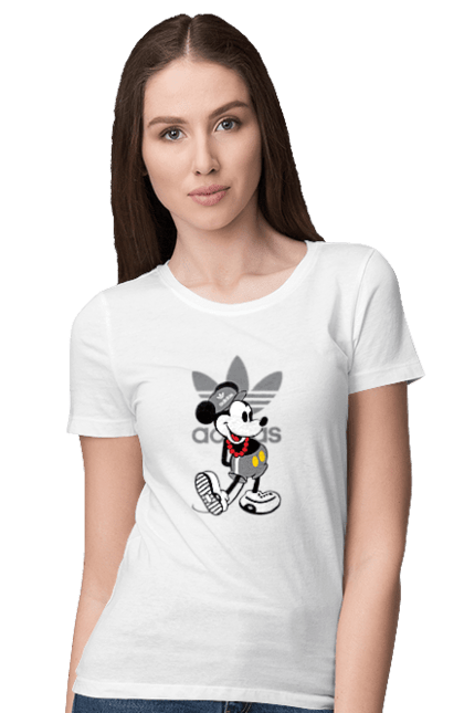 Women's t-shirt with prints Adidas Mickey Mouse. Adidas, cartoon, disney, mickey, mickey mouse. 2070702
