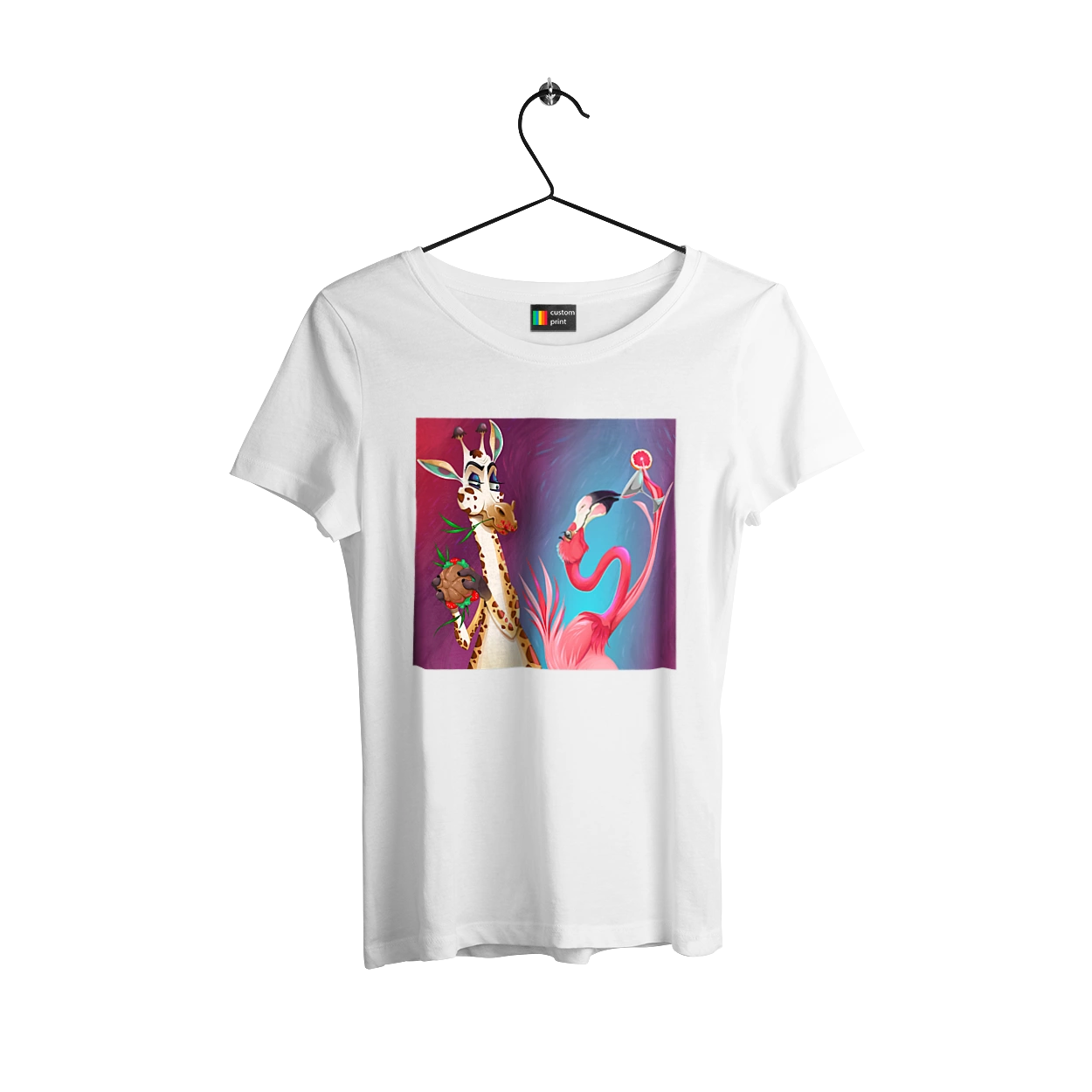 Giraffe And Flamingo At The Party