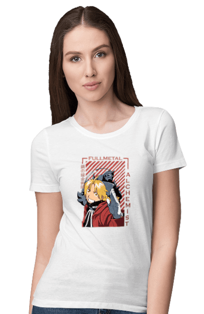 Women's t-shirt with prints Fullmetal Alchemist. Adventures, alphonse elric, anime, edward elric, fullmetal alchemist, light novel, manga, steampunk. 2070702