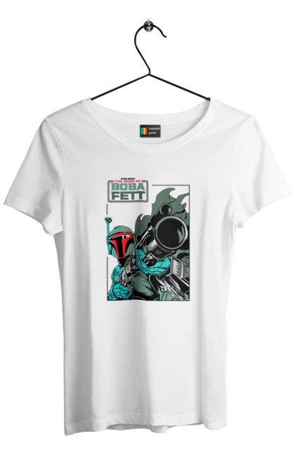 Women's t-shirt with prints Boba Fett. Bob fett, boba fett, clone, head hunter, star wars. 2070702