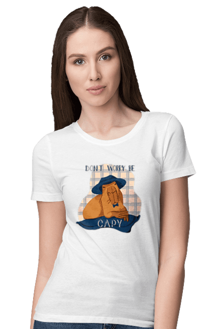 Women's t-shirt with prints Capybara. Animal, capybara, rodent. 2070702