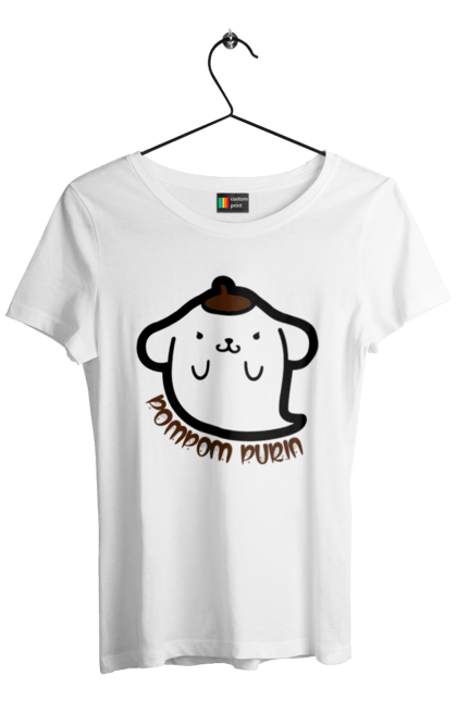 Women's t-shirt with prints Hello Kitty Pompompurin. Brand, character, ghost, halloween, hello kitty, pompompurin. 2070702