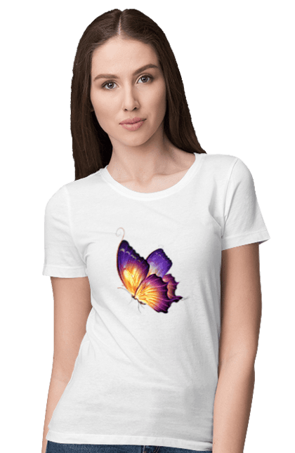 Футболка жіноча з принтом "Фіолетовий метелик". Метелик, фіолетова метелик. futbolka.stylus.ua