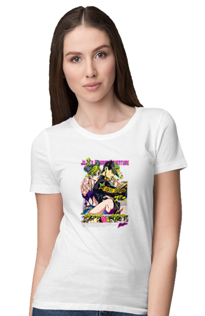 Women's t-shirt with prints JOJO Jolyne Cujoh. Anime, jojo, jojo`s bizarre adventure, jojo’s bizarre adventure, jolyne cujoh, manga. 2070702