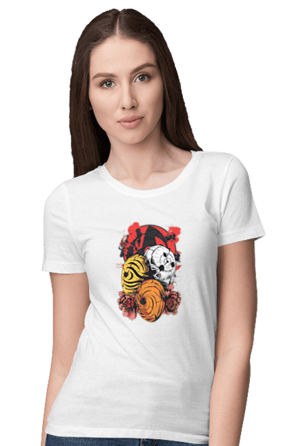 Women's t-shirt with prints Naruto Obito Uchiha. Anime, character, manga, naruto, ninja, obito, obito uchiha, tv series, uchiha. 2070702