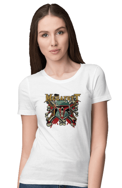 Women's t-shirt with prints Megafett. Bob fett, boba fett, clone, head hunter, megadeth, megafett, star wars. 2070702