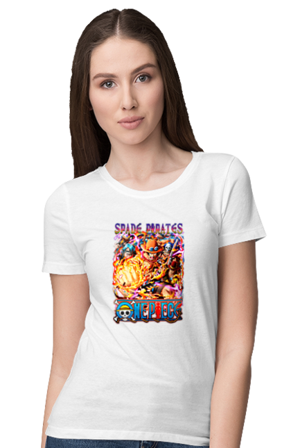 Women's t-shirt with prints One Piece Portgas D. Ace. Anime, fire fist, gol d. ace, manga, one piece, portgas d. ace, straw hat pirates. 2070702