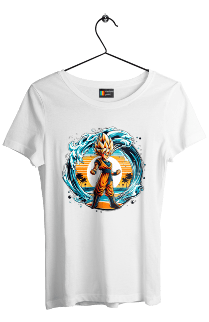 Women's t-shirt with prints Dragon Ball Son Goku. Anime, dragon ball, goku, manga, son goku, tv series. 2070702