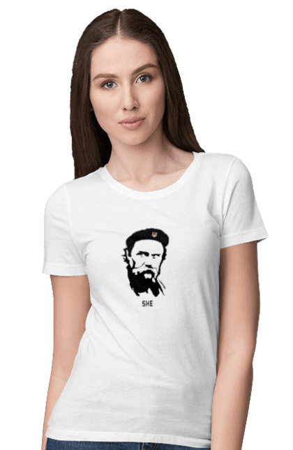 Футболка жіноча з принтом "Шевченко". Берет, кобзарь, тарас, украина, шевченко. 2070702