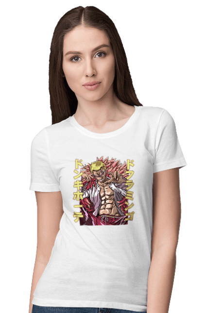 Women's t-shirt with prints One Piece Donquixote Doflamingo. Anime, donquixote doflamingo, heavenly yaksha, manga, one piece, straw hat pirates. 2070702