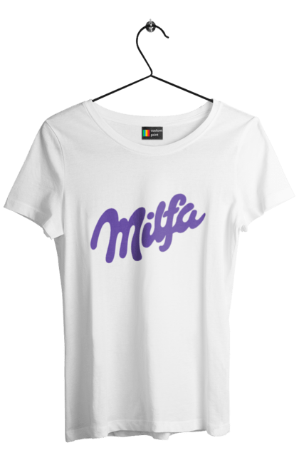 Футболка жіноча з принтом "Milfa". Гумор, для жінок, жіноча, меми, мілка, мілфа, прикол, смішне, смішні. 2070702