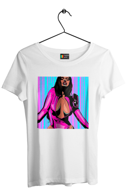 Футболка жіноча з принтом "Дівчина З Глибоким Декольте". Гола, дівчина, сиськи. 2070702