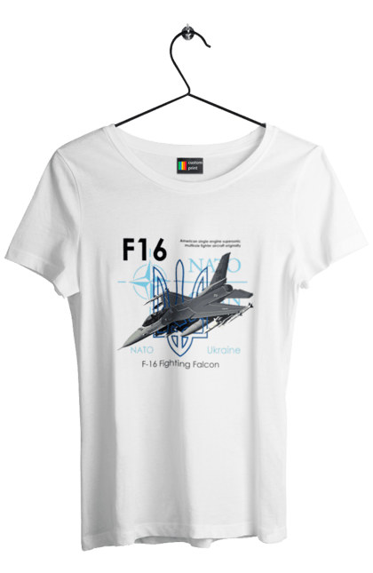 Футболка жіноча з принтом "F16". F16, nasams, zuzana, гаубиця, два герби, залужний, сюзанна. 2070702