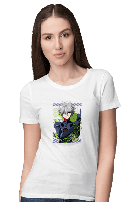 Футболка жіноча з принтом "Євангеліон Каору". Kaworu, kaworu nagisa, neon genesis evangelion, nerv, аніме, єва, євангеліон, каору, каору наґіса, манга. 2070702