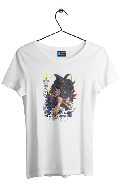 Women's t-shirt with prints Demon Slayer Kokushibo. Anime, demon slayer, eternal paradise faith, kimetsu no yaiba, kokushibo, manga, nezuko, twelve kizuki, upper rank six. 2070702