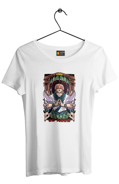 Women's t-shirt with prints Jujutsu Kaisen Sukuna. Anime, dark fantasy, jujutsu kaisen, magic battle, manga, mystic, sukuna. 2070702