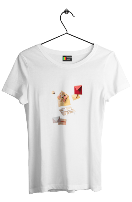 Women's t-shirt with prints Letters. Expectation, joy, letter, letters, news, romance, romantically. CustomPrint.market