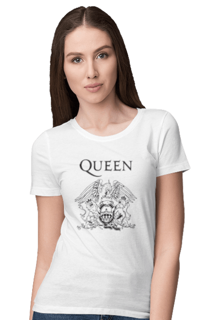 Women's t-shirt with prints Queen. Glam rock, group, hard rock, music, pop rock, queen, queen, rock. 2070702