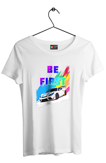 Футболка жіноча з принтом "Гонка". Автомобільний, гонка, спортивна машина, спортивний автомобіль. 2070702