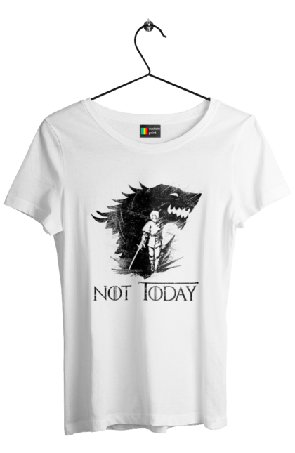 Women's t-shirt with prints Game of Thrones Arya. Arya, game, got, not today, stark, starks, thrones, tv show, wolf, wolves. 2070702