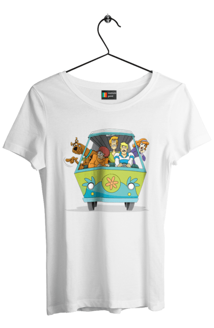 Women`s t-shirt with prints Scooby Doo Machine. Car, cartoon, dog, scooby doo. 2070702