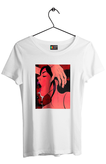 Women`s t-shirt with prints Girl Sucks With Saliva. Sex, suck. 2070702