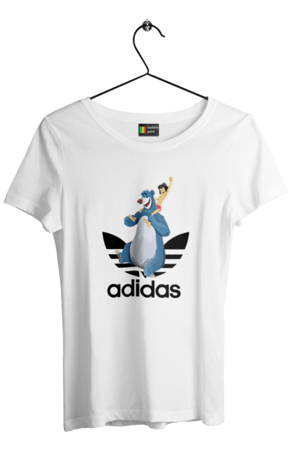 Women's t-shirt with prints Adidas Mowgli. Adidas, book, cartoon, jungle book, mowgli. 2070702