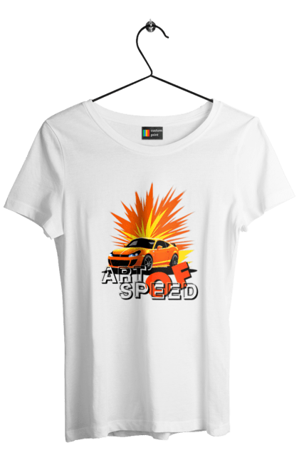 Футболка жіноча з принтом "Мистецтво швидкості". Авто, автомобіліст, автомобіль, водій, швидкість. 2070702