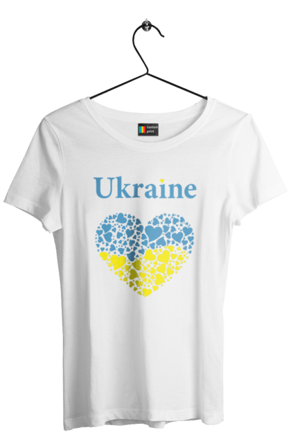 Футболка жіноча з принтом "Ukraine Heart". Прапор, серце, україна. 2070702