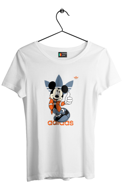 Футболка жіноча з принтом "Adidas Міккі Маус". Adidas, mickey mouse, адідас, дісней, міккі, міккі маус, мультфільм. 2070702