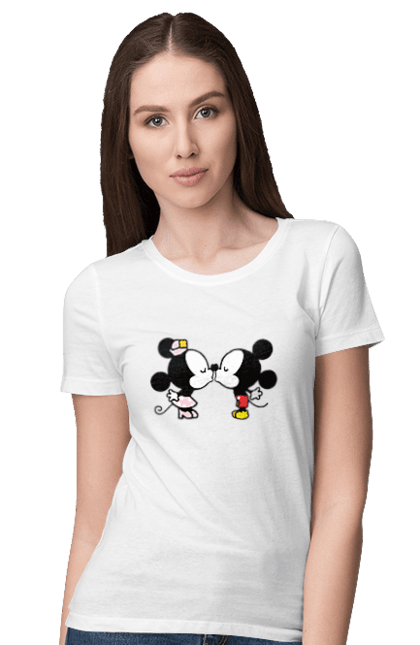 Футболка женская с принтом 38. Mickey mouse, minnie mouse, дисней, микки, микки маус, минни маус, мультфильм. 2070702