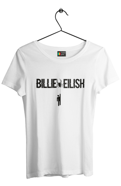 Футболка жіноча з принтом "Біллі Айліш". Біллі айліш, логотип біллі айліш, принт біллі айліш, співачка біллі айліш. 2070702