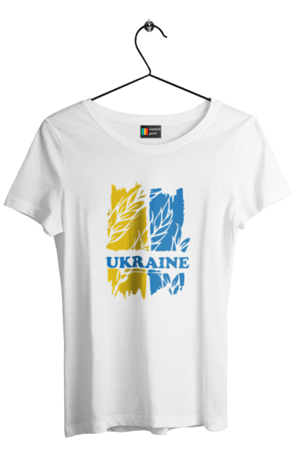 Women`s t-shirt with prints Ukraine ears of wheat. Ears of wheat, symbol of ukraine, ukraine, ukrainian symbols. 2070702