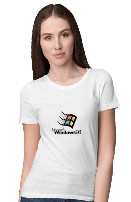 Футболка жіноча з принтом "Windows98". Angular, c, css, html, it, javascript, jquery, php, python, react, svelt, vue, айтишник, айті, гумор, код, кодувати, прогер, програміст, програмісти, ти ж, ти ж програміст, тиж програміст. 2070702