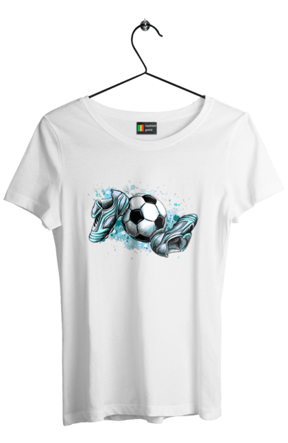 Футболка жіноча з принтом "Футбольний М'яч І Сороконожки". М`яч, сорокножкі, спорт, футбол. aslan