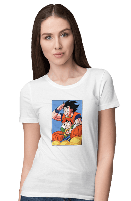 Футболка жіноча з принтом "Перли дракона Гохан". Anime, dragon ball, goku, manga, аніме, гоку, гохан, манга, перли дракона. 2070702