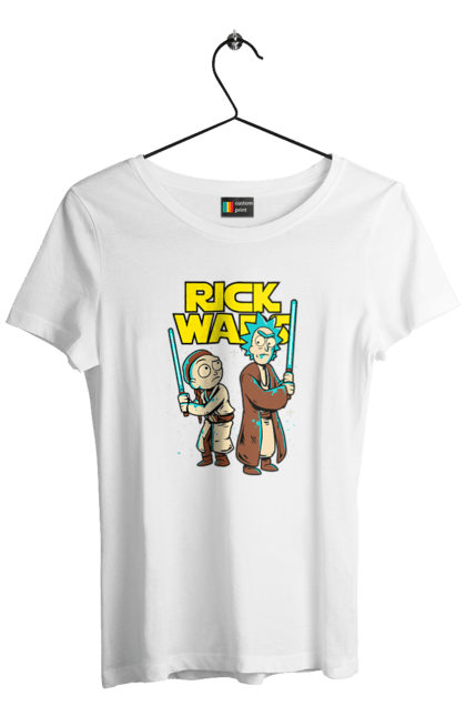 Women's t-shirt with prints Rick and Morty. Adventures, black humor, cartoon, rick, rick and morty, sci-fi, star wars, tragicomedy. 2070702