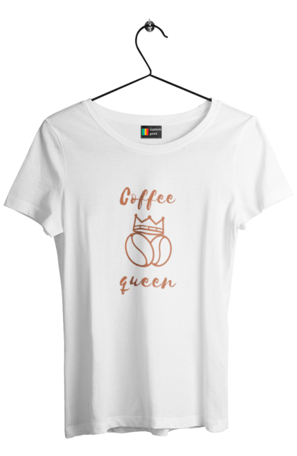 Women's t-shirt with prints Coffee queen. Coffee, coffee addict, coffee shop, drink, queen, ruler. CustomPrint.market
