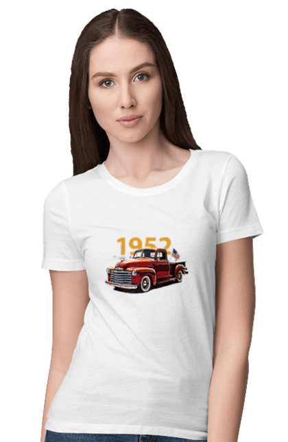 Women's t-shirt with prints Chevrolet 3100. Auto, car, chevrolet, chevrolet 3100, pickup, truck. 2070702