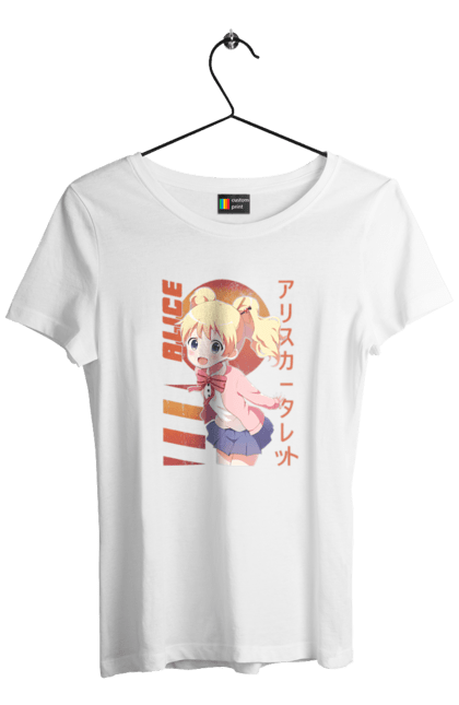 Women's t-shirt with prints Kiniro Mosaic Alice Cartelet. Alice, alice cartelet, anime, gold mosaic, kiniro mosaic, kinmoza, manga. 2070702