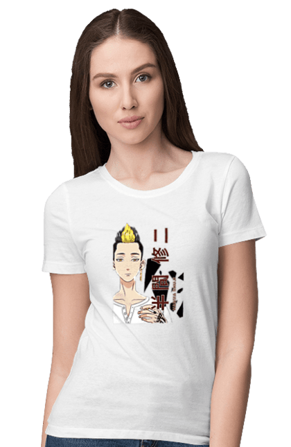 Women's t-shirt with prints Tokyo Revengers Hanma. Anime, film, hanma, manga, tokyo manji gang, tokyo revengers, tv series. 2070702