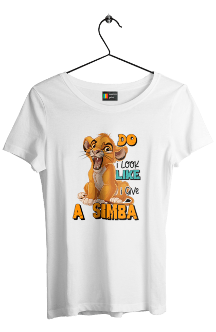 Футболка женская с принтом Король Лев Симба. Lion king, simba, животное, король, лев, мультик, мультфильм, симба. 2070702