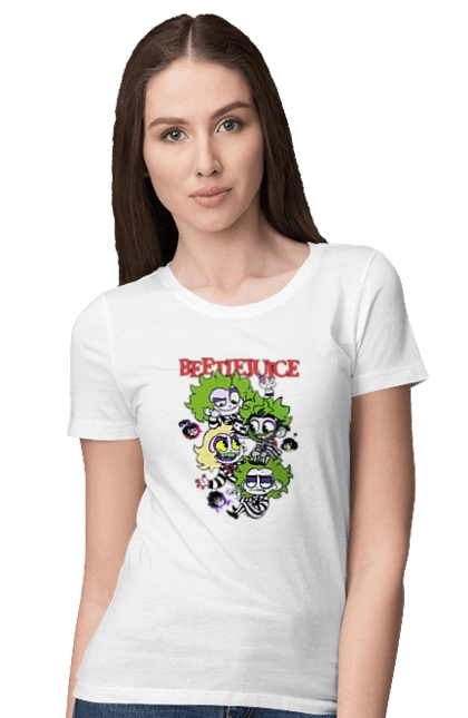 Women`s t-shirt with prints Beetlejuice. Beetlejuice, comedy, ghost, ghost, horror, movie, tim burton, warner bros. 2070702