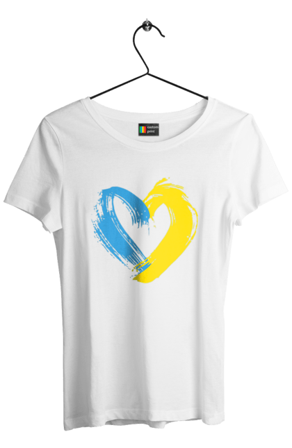 Футболка жіноча з принтом "Серце жовто блакитне". Серце, серце жовто блакитне, символ україни, україна. Print Shop
