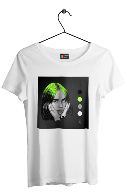 Футболка жіноча з принтом "Біллі Ейліш". Біллі, біллі ейліш, ейліш. 2070702