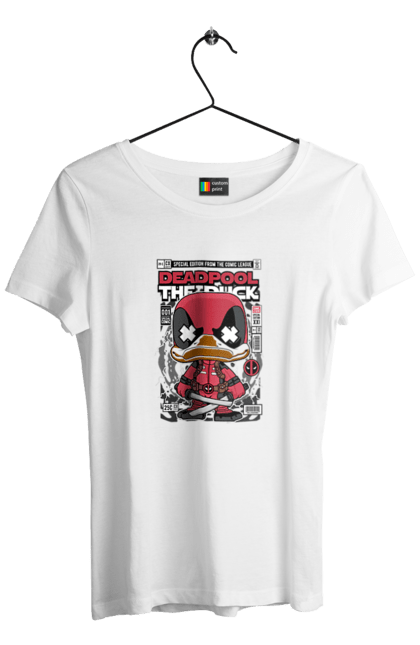 Футболка жіноча з принтом "Deadpool The Duck". Басейн, герой, дедпул, дивуватися, комікси, мем, мертвий, плівка. Funkotee