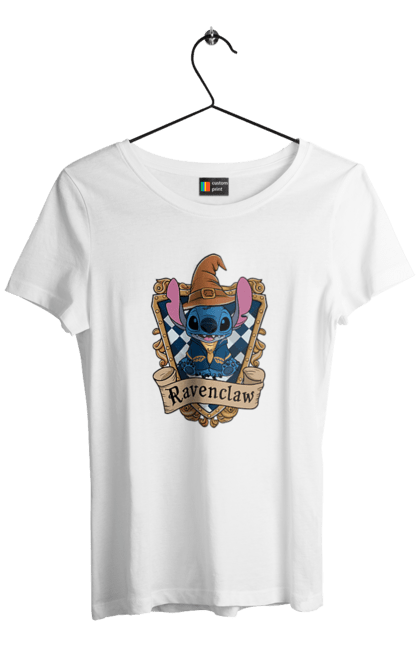 Women's t-shirt with prints Stich Ravenclaw. Faculty, franchise, harry potter, hogwarts, ravenclaw, stich. 2070702